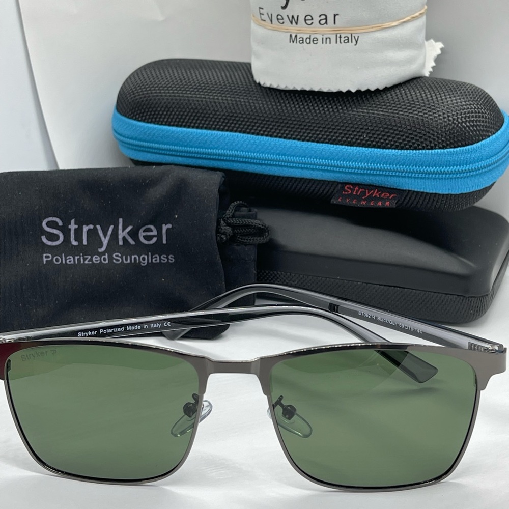 New Stryker Polarized Sunglass ST06214 Gun/Green - Picture 2 of 7